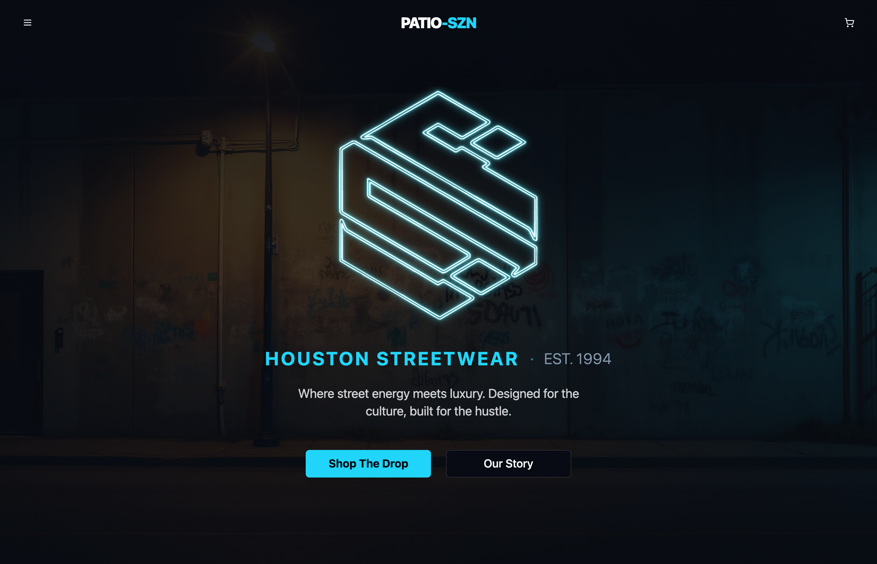 Fast, mobile-first brand site for a Houston streetwear label screenshot 1